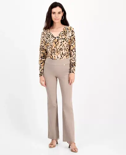Petite Mid-Rise Bootcut Pants, Petite & Petite Short, Created for Modazone - Elegant Taupe - 1