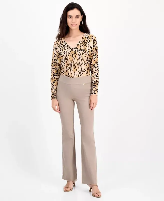 Petite Mid-Rise Bootcut Pants, Petite & Petite Short, Created for Modazone - Elegant Taupe - 1