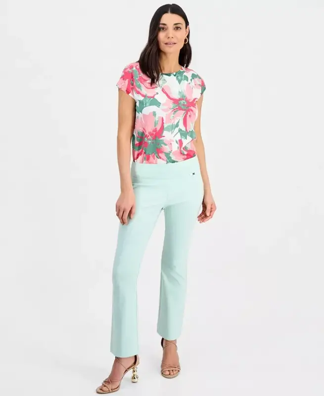 Petite Mid-Rise Bootcut Pants, Petite & Petite Short, Created for Modazone - Fuzzy Green - 1