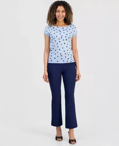 Petite Mid-Rise Bootcut Pants, Petite & Petite Short, Created for Modazone - Intrepid Blue 
