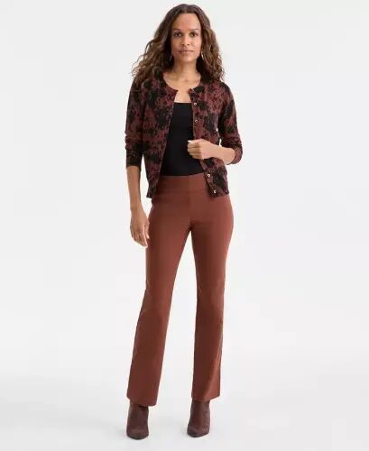 Petite Mid-Rise Bootcut Pants, Petite & Petite Short, Created for Modazone - Moroccan Brown - 1