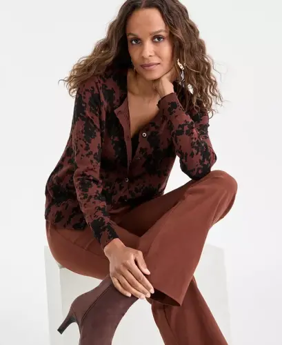Petite Mid-Rise Bootcut Pants, Petite & Petite Short, Created for Modazone - Moroccan Brown - 7