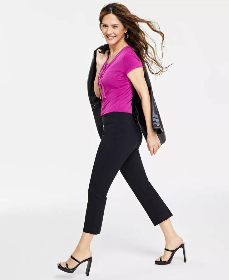 Petite Mid-Rise Straight-Leg Capri Pants, Created for Modazone Deep Black - 2