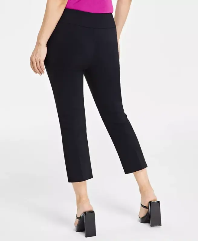 Petite Mid-Rise Straight-Leg Capri Pants, Created for Modazone-Deep Black - 4