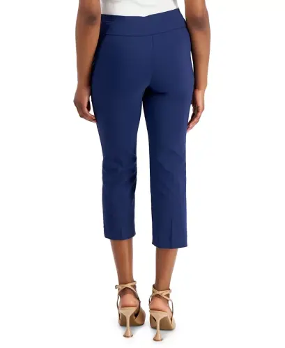 Petite Mid-Rise Straight-Leg Capri Pants, Created for Modazone-Indigo Sea - 2