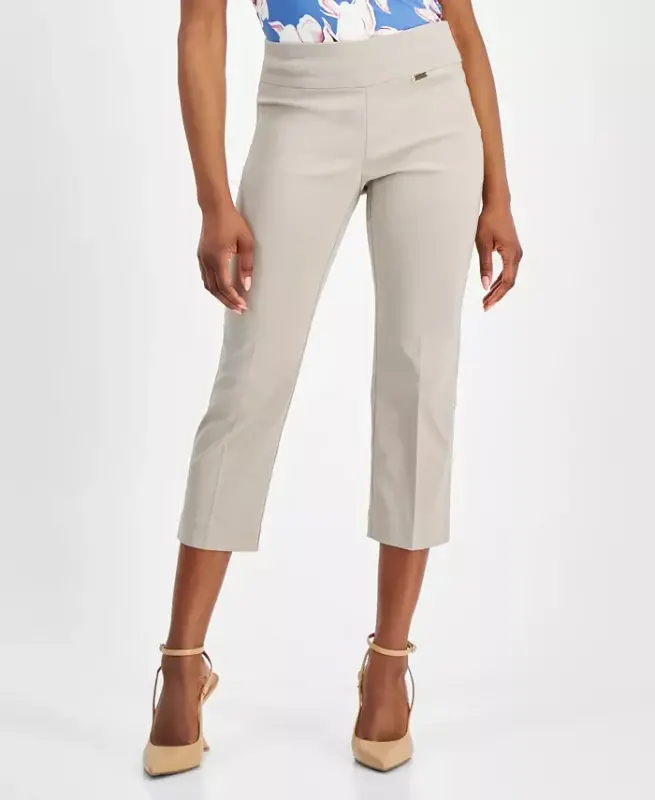 Petite Mid-Rise Straight-Leg Capri Pants, Created for Modazone-Summer Straw - 1