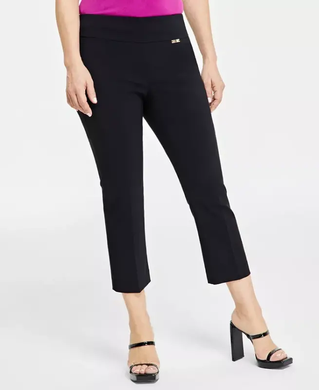 Petite Mid-Rise Straight-Leg Capri Shim, Modazone-Deep Black uchun yaratilgan - 3