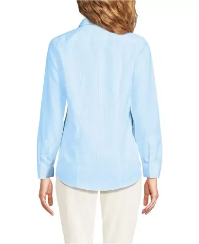 Petite No Iron Button Front Shirt - Bermuda blue mini stripe - 3
