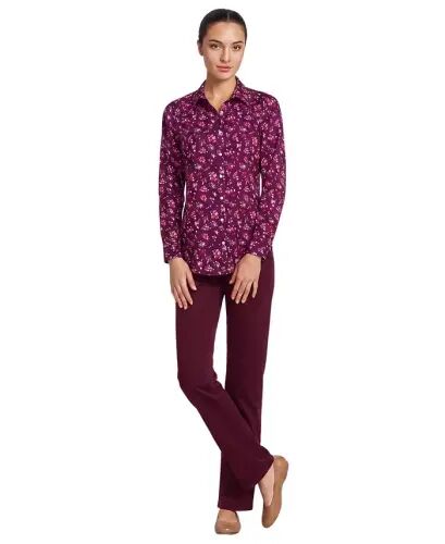 Petite No Iron Button Front Shirt - Vivid plum ditsy bouquets - Lands' End (1)