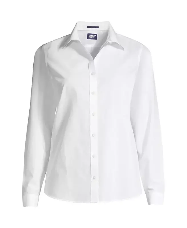 Petite No Iron Button Front Shirt-White - 2