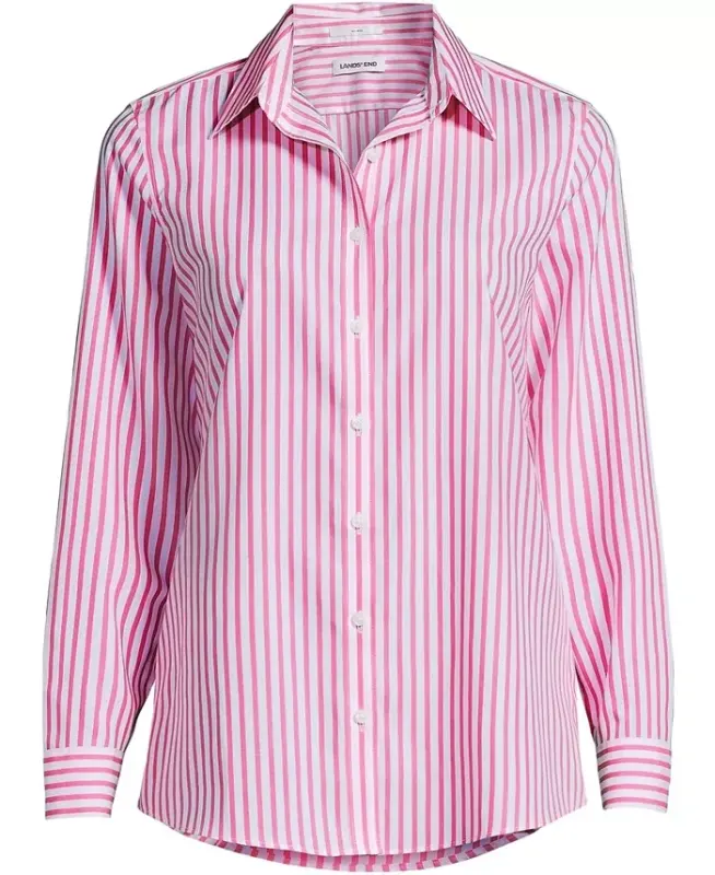 Petite No Iron Button Front Shirt - White/apple blossom stripe - 2