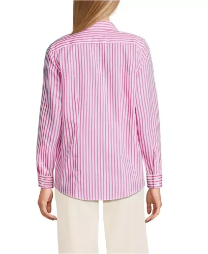Petite No Iron Button Front Shirt - White/apple blossom stripe - 3