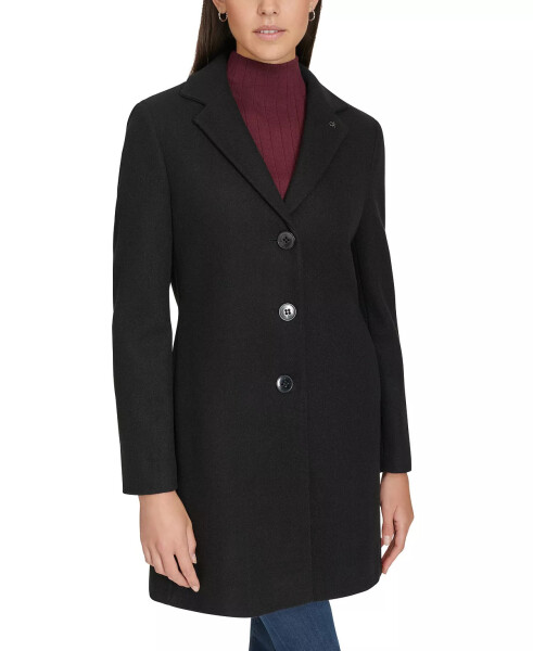 Petite Notched-Collar Single-Breasted Coat Black - 1