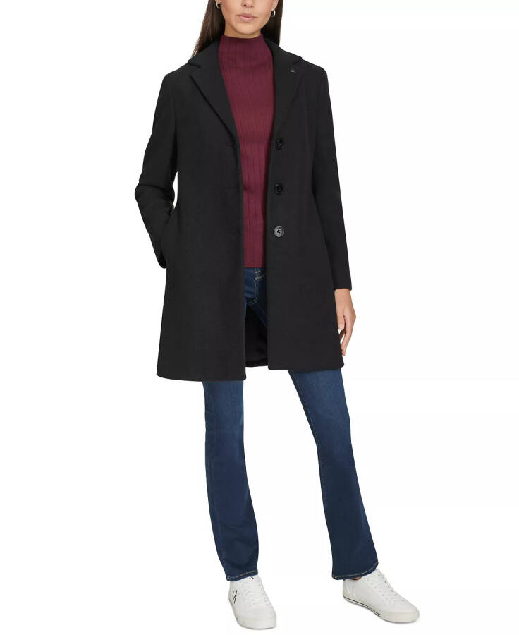 Petite Notched-Collar Single-Breasted Coat Black - 5