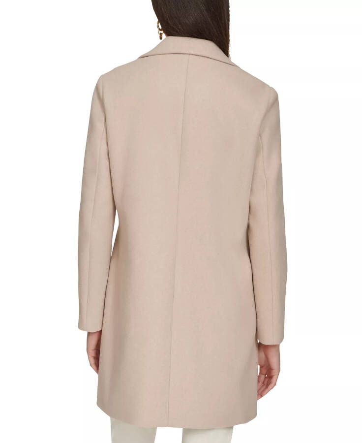 Petite Notched-Collar Single-Breasted Coat Red Beige Melange - 2