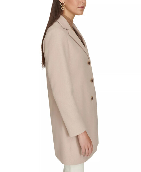 Petite Notched-Collar Single-Breasted Coat Red Beige Melange - 3