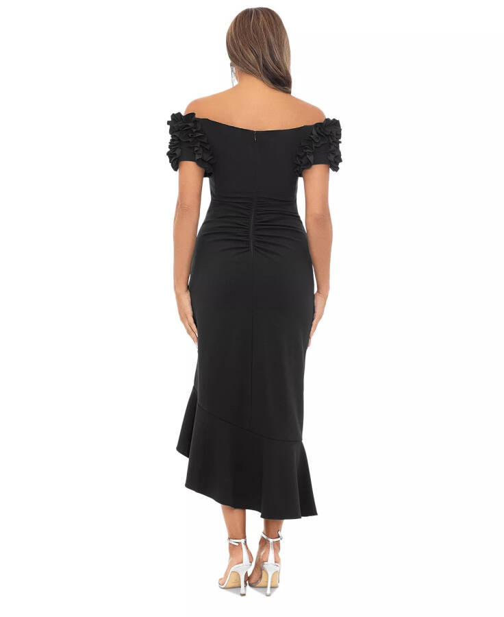 Petite Off-the-Shoulder Ruffle-Sleeve Midi Dress Black - 5