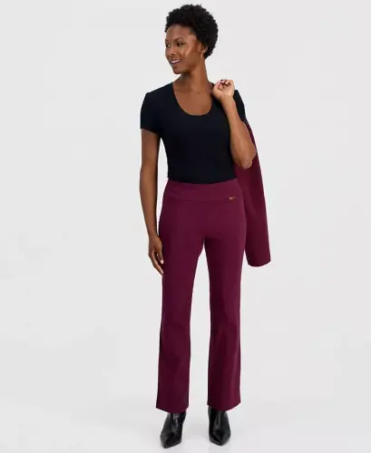 Petite Mid-Rise Bootcut Pants, Petite & Petite Short, Created for Modazone - Berry Wine 