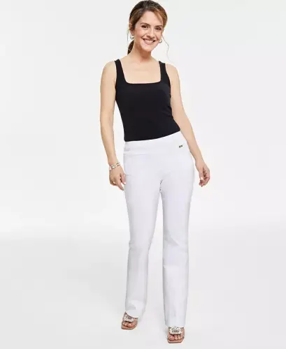 Petite Mid-Rise Bootcut Pants, Petite & Petite Short, Created for Modazone - Bright White 