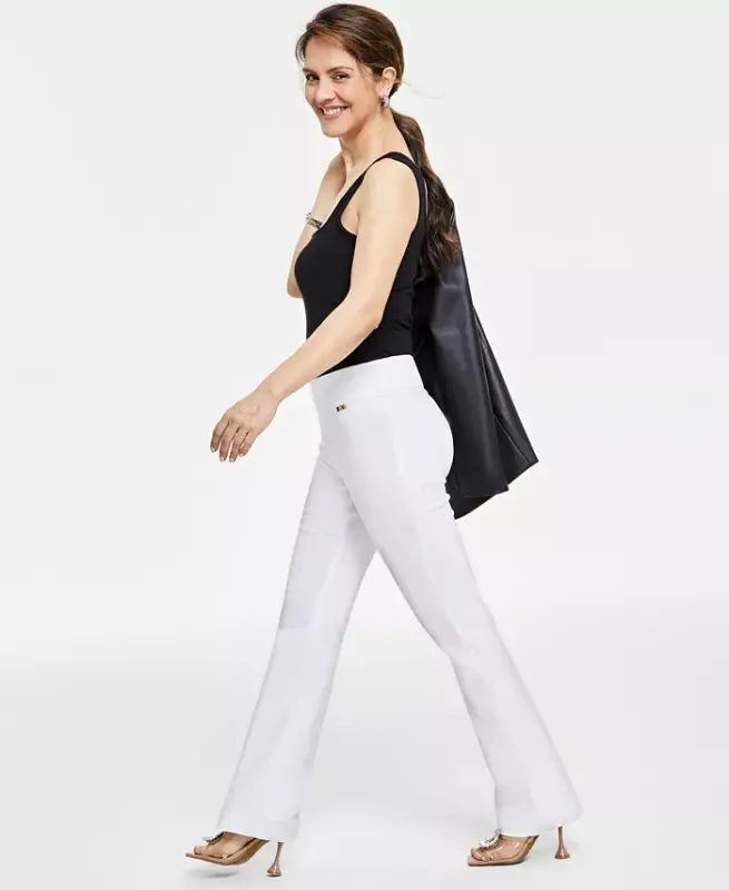 Petite Orta Yükseklikte Bootcut Pantolon, Petite & Petite Kısa, Modazone için Yaratıldı - 3