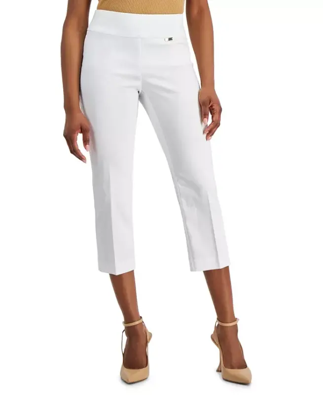 Petite Mid-Rise Straight-Leg Capri Pants, Created for Modazone - Bright White - 1