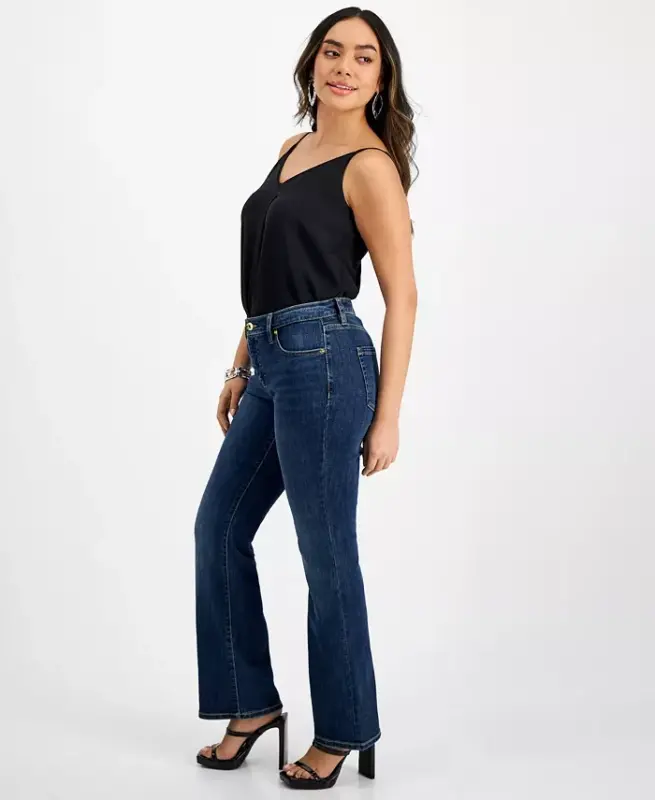Petite Mid-Rise Bootcut Denim Jeans, Created for Modazone - Dark Indigo - 6