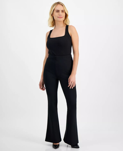 Petite Ponte-Knit Flare Pants, Created for Modazone Deep Black - 3