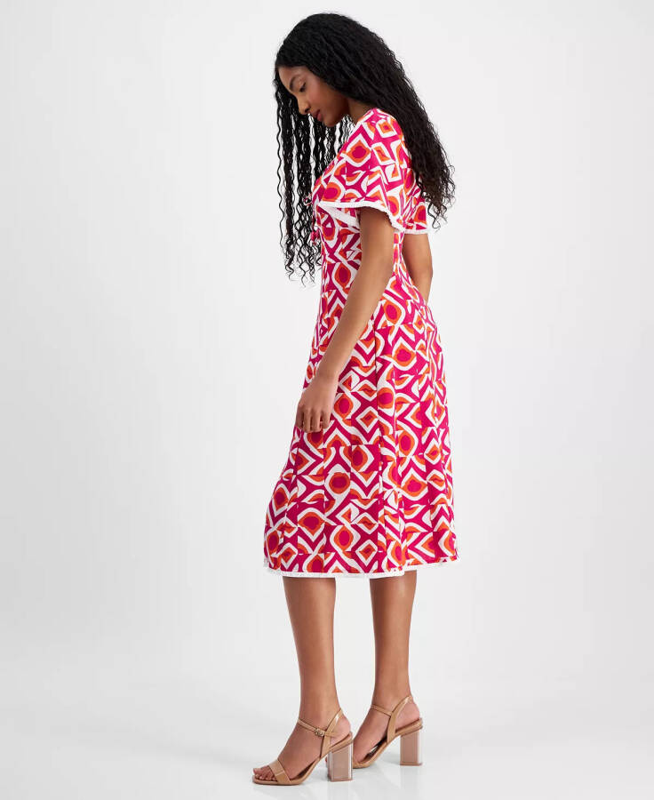 Petite Printed Midi Dress Wild Berry - 4