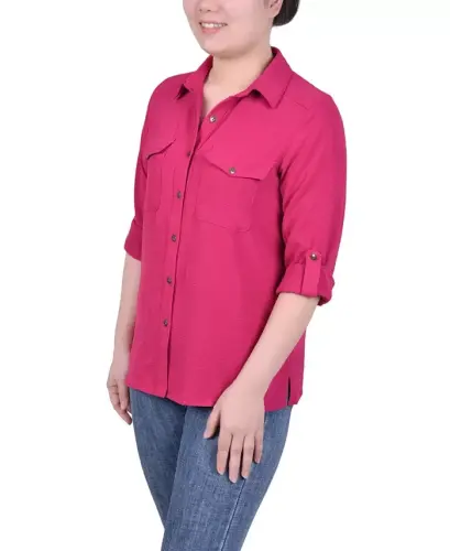 Petite Roll Tab Blouse - 3
