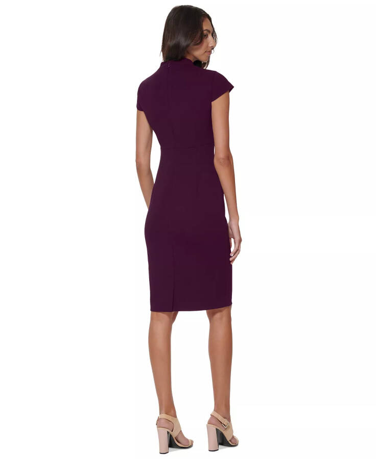 Petite Short-Sleeve Sheath Dress Aubergine - 3