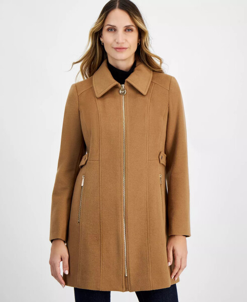 Petite Zip-Front Coat, Created for Modazone Dark Camel - 1