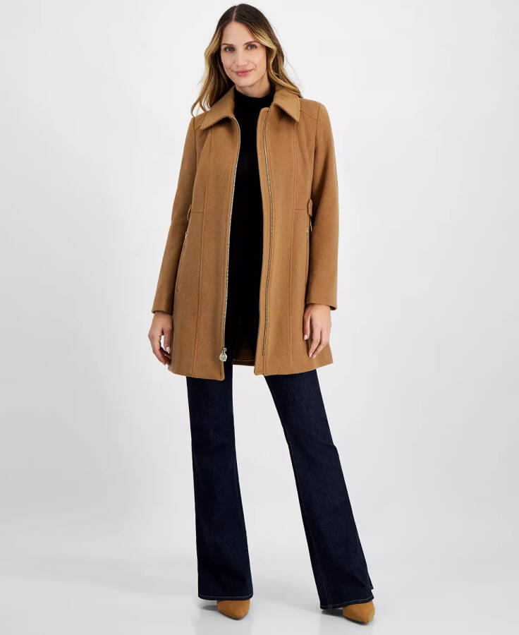 Petite Zip-Front Coat, Created for Modazone Dark Camel - 4