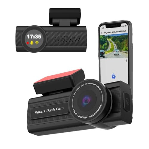 Petokix Araba Ön Dash Cam, Araba İçin Mini Kablosuz WiFi DVR, Uygulama ile Küçük Akıllı Dashcam, Gece Görüşü Dash Cam, 3k 2160p HD Gizli Kaydedici, 24 Saat Park Gözetimi, 170° Geniş Açı, Ücretsiz 32GB SD - 1