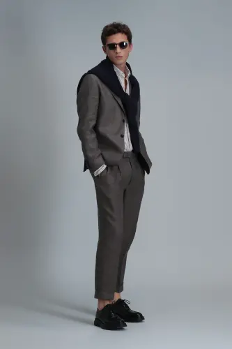 Petro Spor Erkek Blazer Ceket Slim Fit Kahverengi - Kahverengi - 4