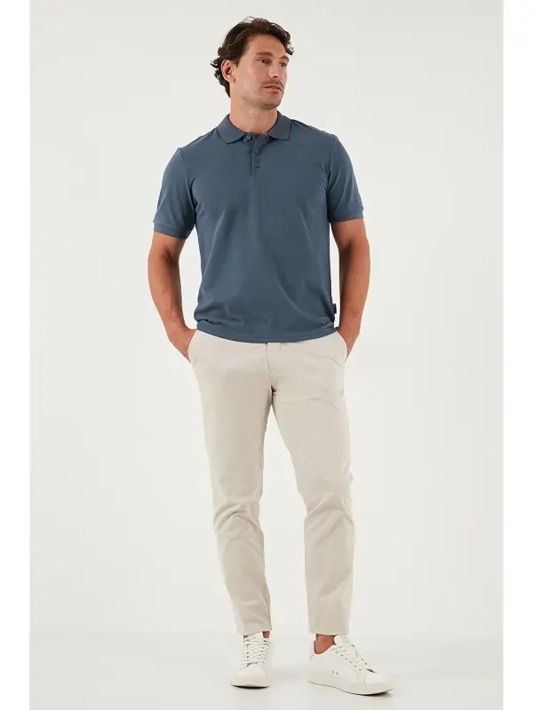 Petrol % 100 Pamuk Regular Fit Düğmeli Erkek Polo Yaka T Shirt 5902127-Petrol - 2