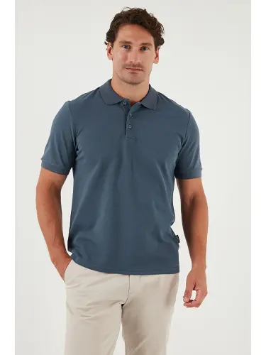 Petrol % 100 Pamuk Regular Fit Düğmeli Erkek Polo Yaka T Shirt 5902127-Petrol - 3