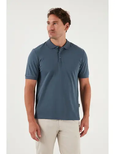 Petrol % 100 Pamuk Regular Fit Düğmeli Erkek Polo Yaka T Shirt 5902127-Petrol - 5