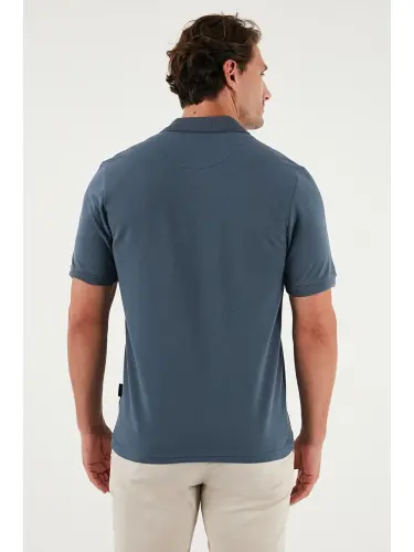 Petrol % 100 Pamuk Regular Fit Düğmeli Erkek Polo Yaka T Shirt 5902127-Petrol - 6