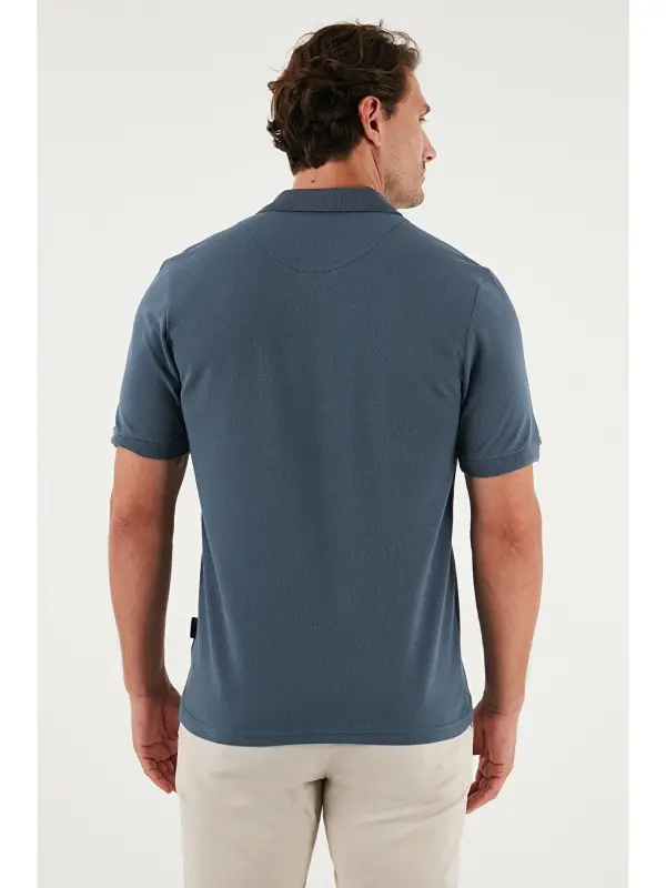 Petrol % 100 Pamuk Regular Fit Düğmeli Erkek Polo Yaka T Shirt 5902127-Petrol - 6