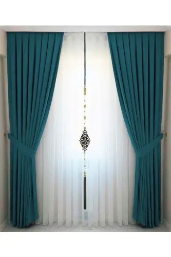 Petrol Blue Pleated Velvet Curtain High Quality Single Panel-Petrol Blue - 4
