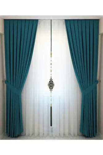 Petrol Blue Pleated Velvet Curtain High Quality Single Panel-Petrol Blue 