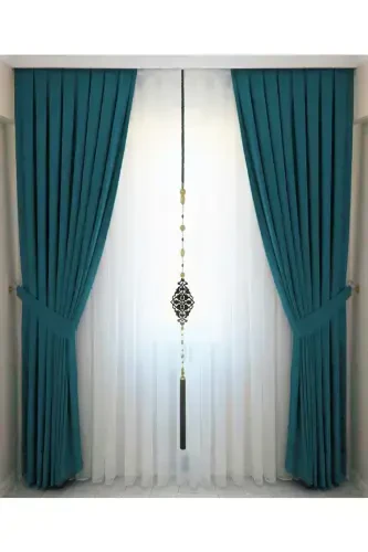 Petrol Blue Pleated Velvet Curtain High Quality Single Panel-Petrol Blue - 1