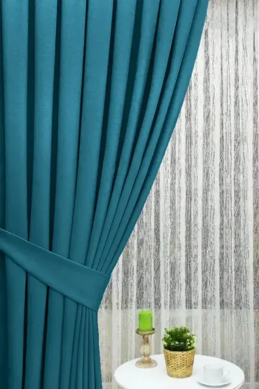 Petrol Blue Pleated Velvet Curtain High Quality Single Panel-Petrol Blue - 2
