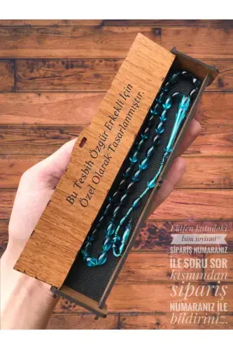 Petrol Mavisi Şeffaf Hareli Toz Kehribar Tesbih-petrol mavisi - 1