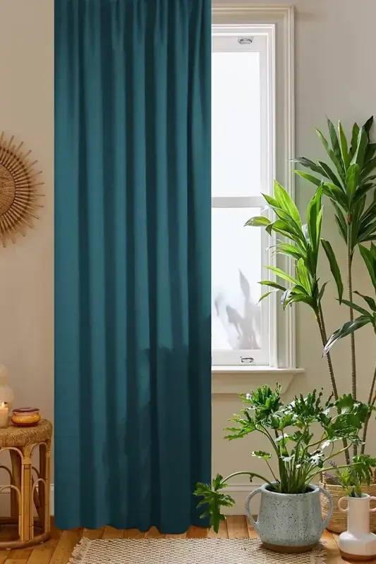 Petrol Petek Kadife Dokulu Fon Perde Düz Dikişli Ekstrafor Büzgü 1.sınıf Kalite-Petrol - HOME COLOR HOME