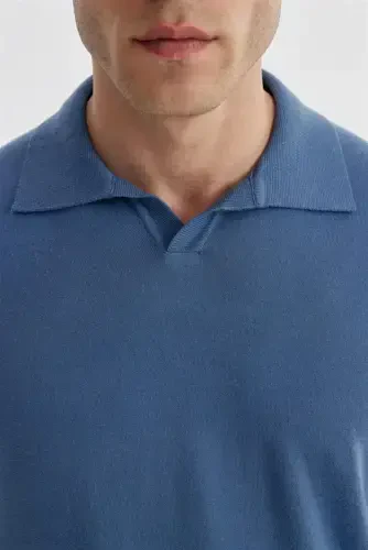 Petrol Slim Fit Polo Yaka Triko Kazak - 4