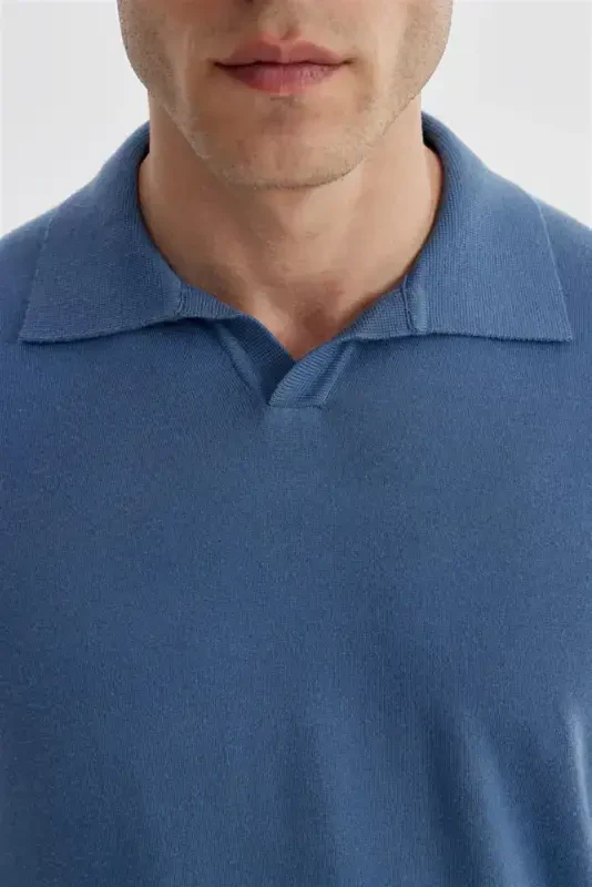 Petrol Slim Fit Polo Yaka Triko Kazak - 4