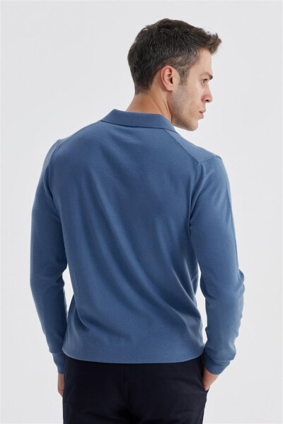 Petroleum Slim Fit Polo Neck Knit Sweater - 3