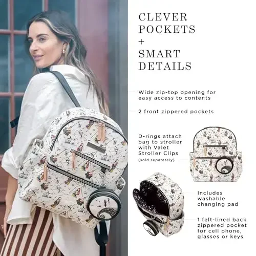 Petunia Pickle Bottom Ace Backpack - Ko'p funktsiyali taglik sumkasi, izolyatsiyalangan cho'ntaklar va taglik yostig'i bilan - Tarkibga oson kirish uchun keng fermuarli tepa - Halloween Town - 3