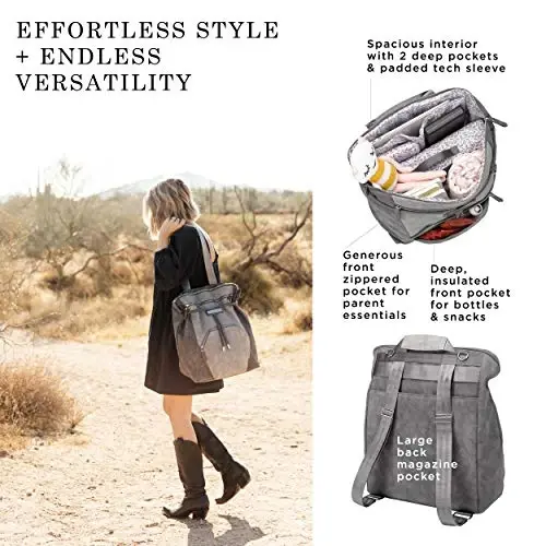 Petunia Pickle Bottom Cinch Convertible Backpack | Baby Diaper Bag for Parents | Stylish, Spacious, Secure Backpack - PETUNIA PICKLE BOTTOM (1)